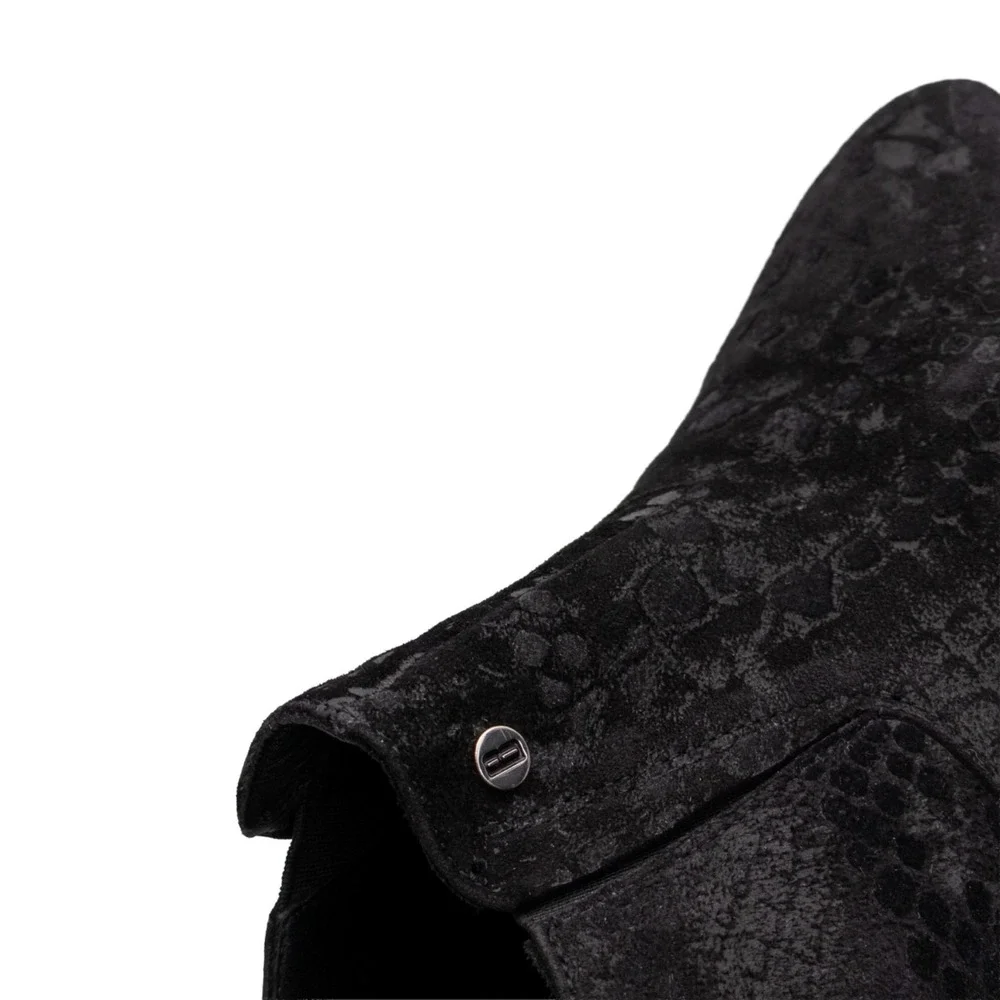 Bagatto Black Snake Print Suede Slip On Dress Shoes Mens US 9.5 UK 8.5 EU 42.5 M